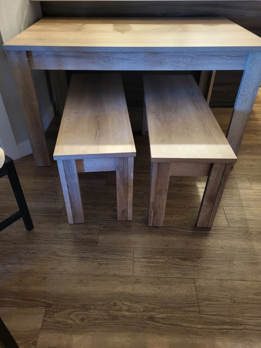 Light Wood Dining Table and Bench Set - photo 2
