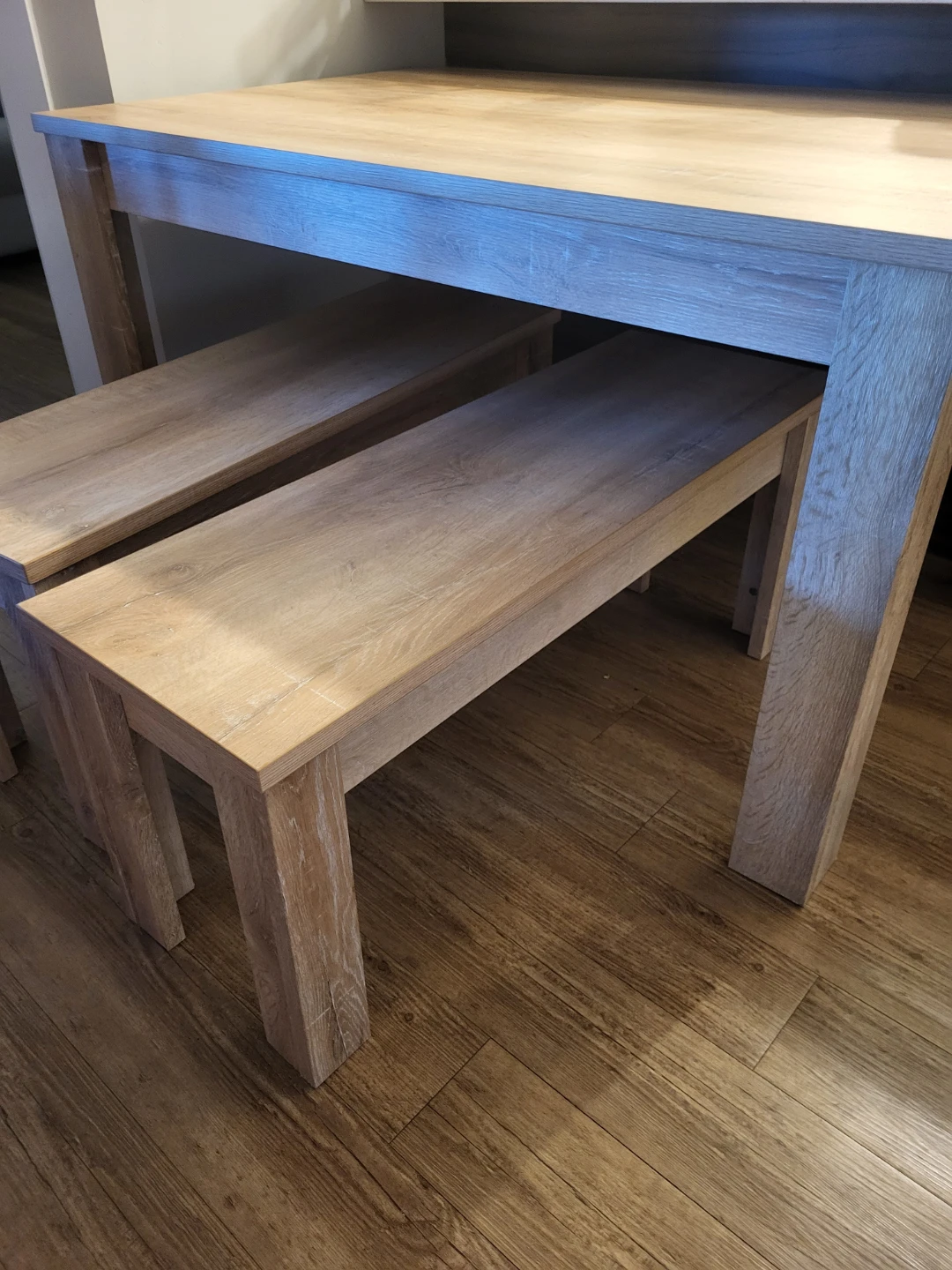 Light Wood Dining Table and Bench Set - photo 3