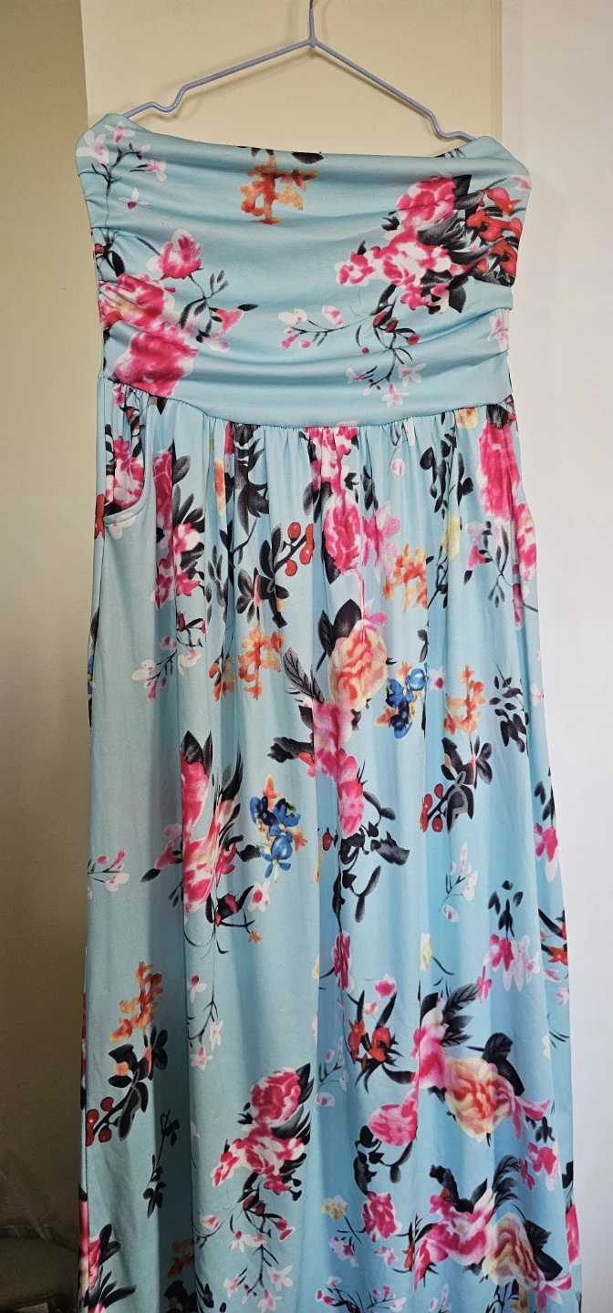 Strapless floral maxi dress