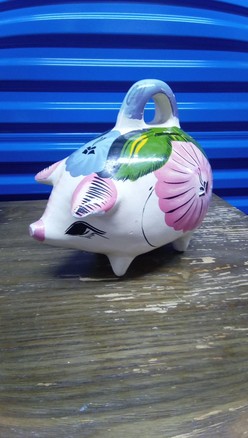 Oriental Hand-Painted Ceramic Piggy Bank 🧡 - photo 2