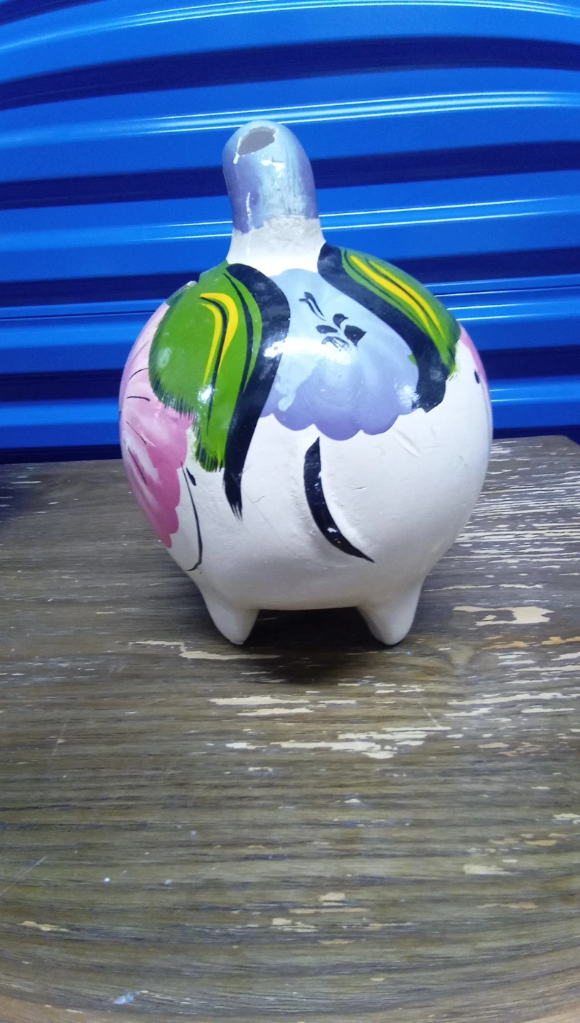 Oriental Hand-Painted Ceramic Piggy Bank 🧡 - photo 3