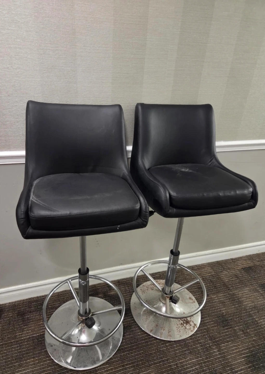 Black Adjustable Bar Stools (Set of 2)