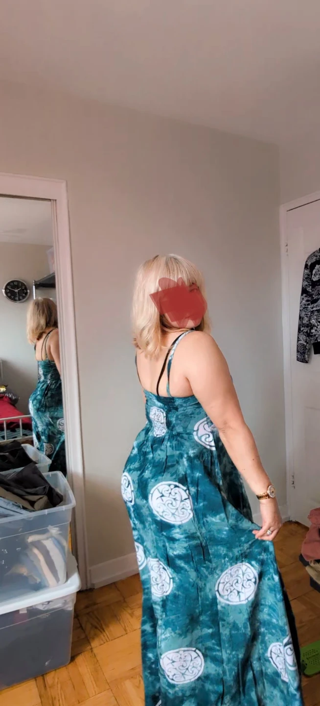 Teal Tie-Dye Maxi Dress with White Swirls - photo 2
