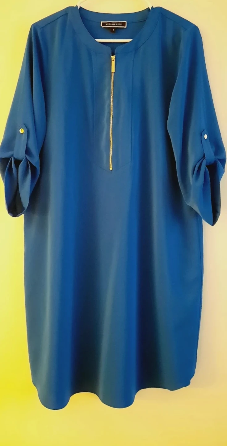 Melanie Lyne Blue Zip Front Dress Size 8