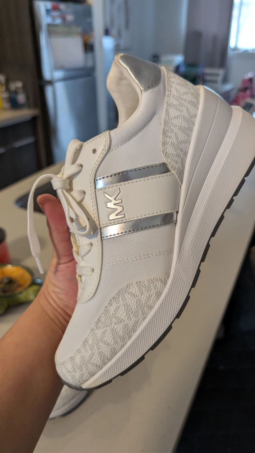 Michael Kors White MK Logo Wedge platform Sneakers Size 8 1/2 - photo 2
