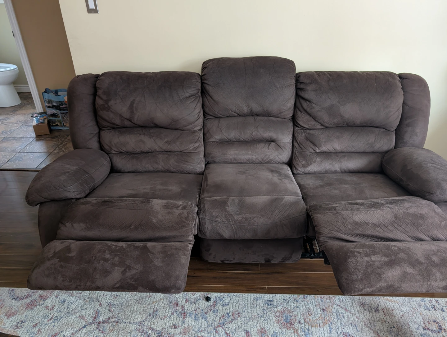 Brown Reclining Sofa - photo 3