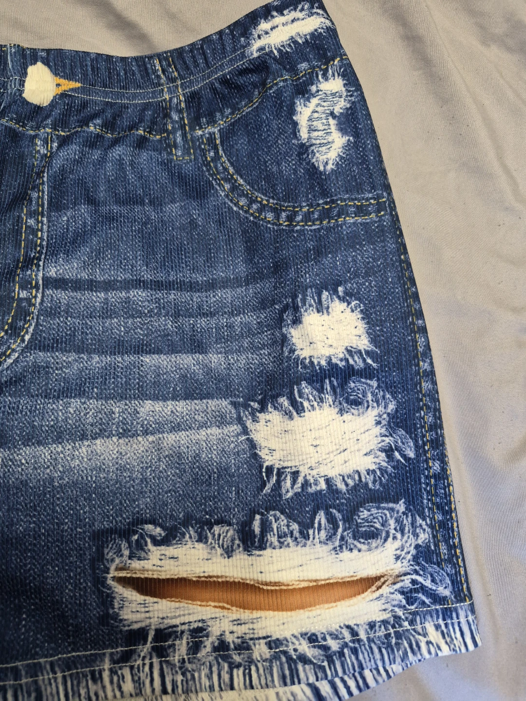 Distressed Denim Look Shorts