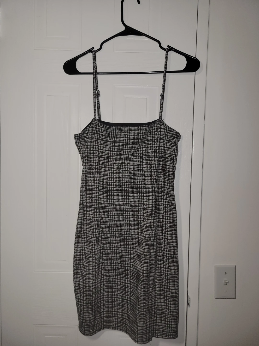 Houndstooth Spaghetti Strap Mini Dress