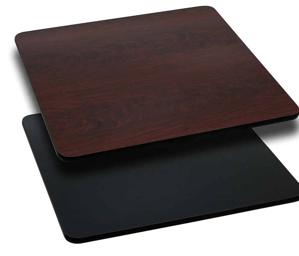 Square Table Top - Mahogany & Black