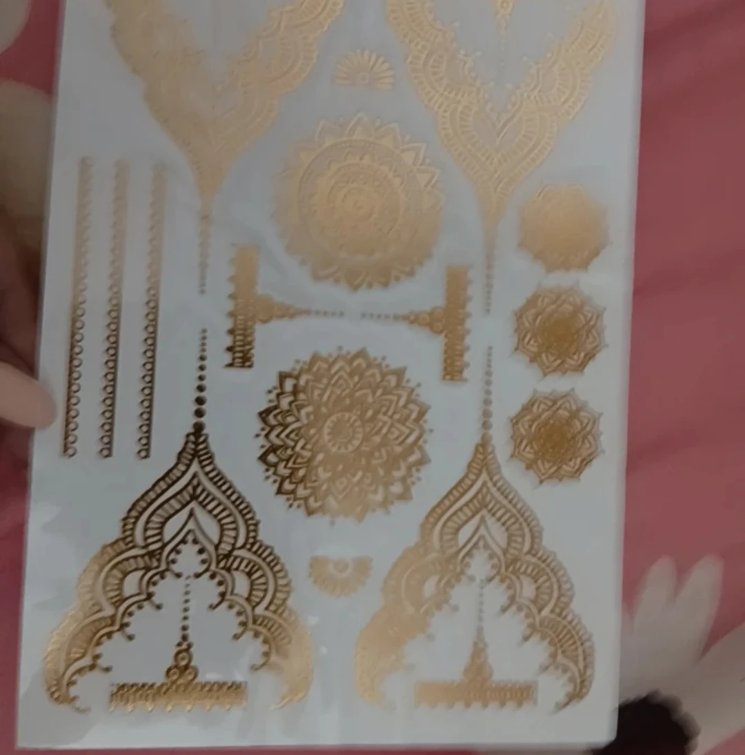 Gold Metallic Temporary Tattoos - Henna Inspired Designs - photo 3