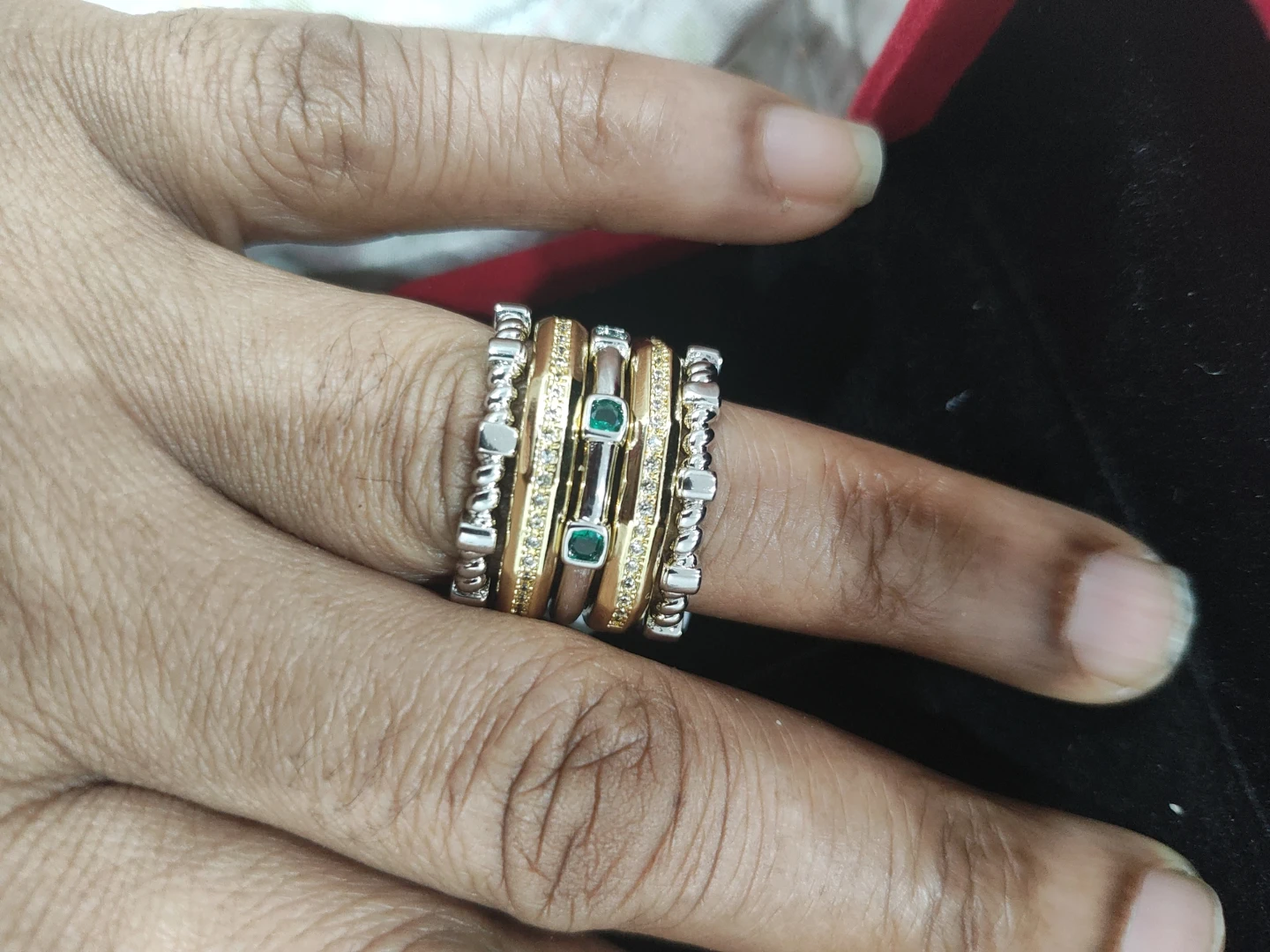Stackable Rings with Emeralds and Diamonds - photo 4