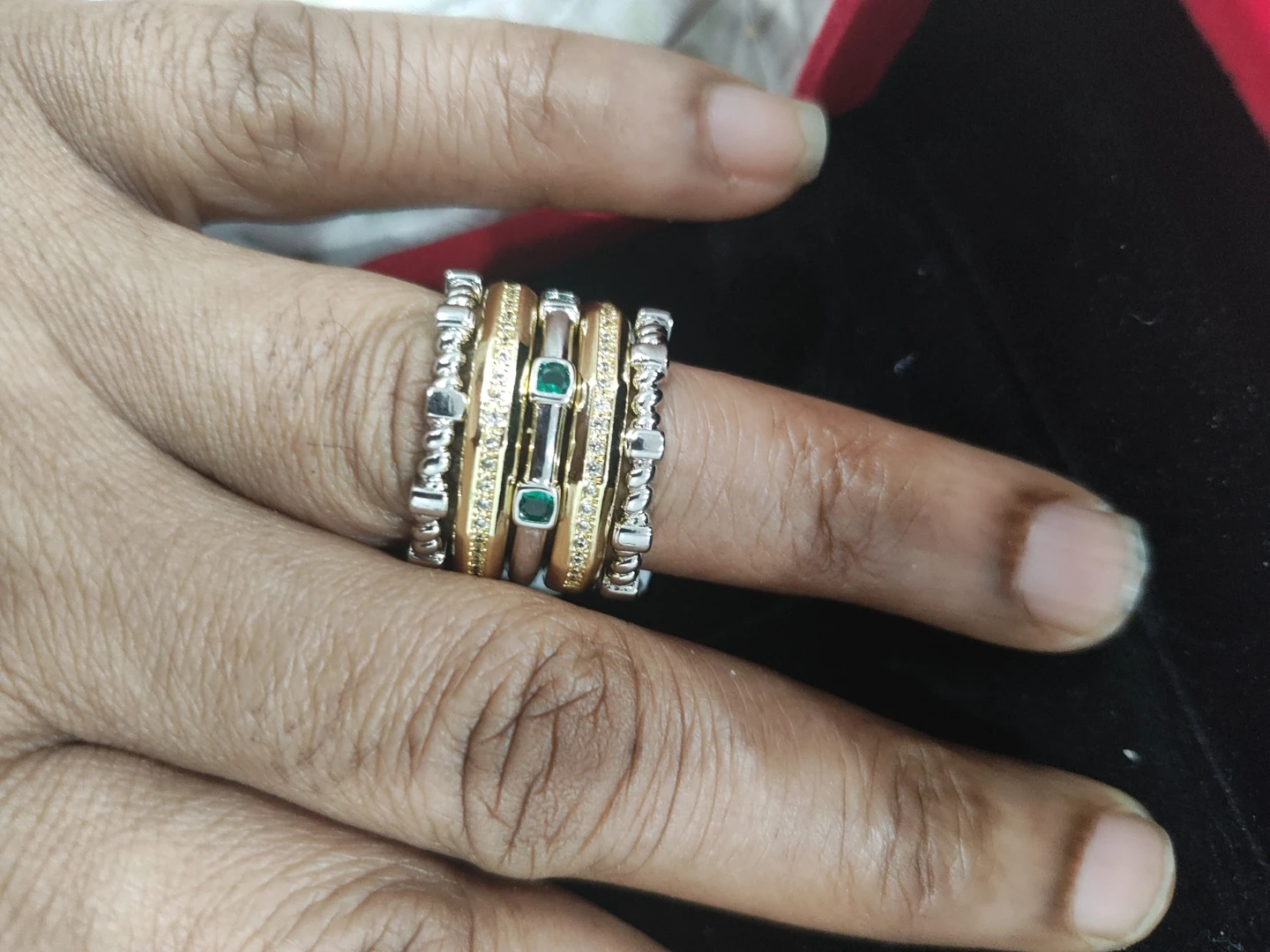 Stackable Rings with Emeralds and Diamonds - photo 5