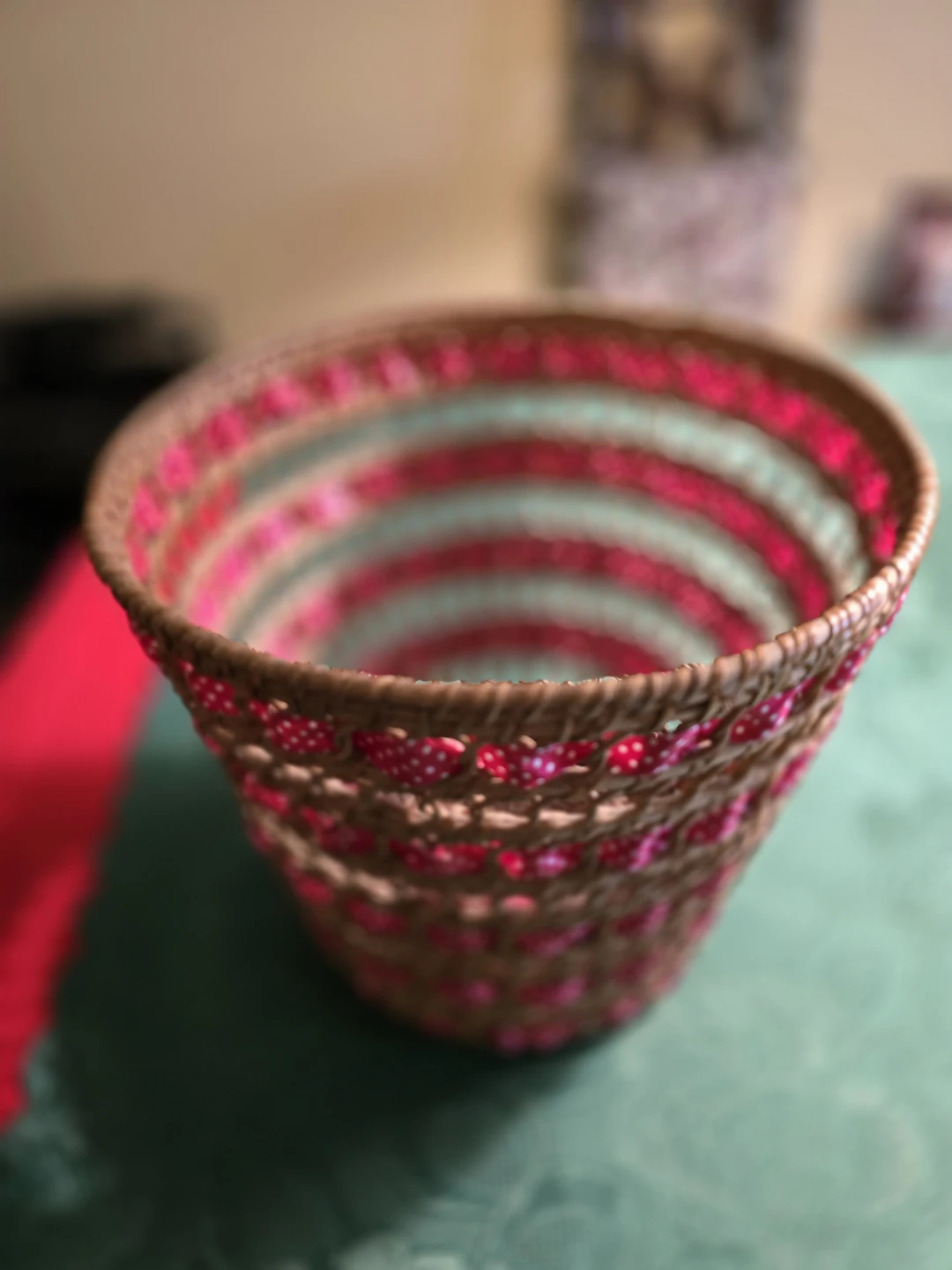 Woven Decorative Basket with Pink Accents - photo 2