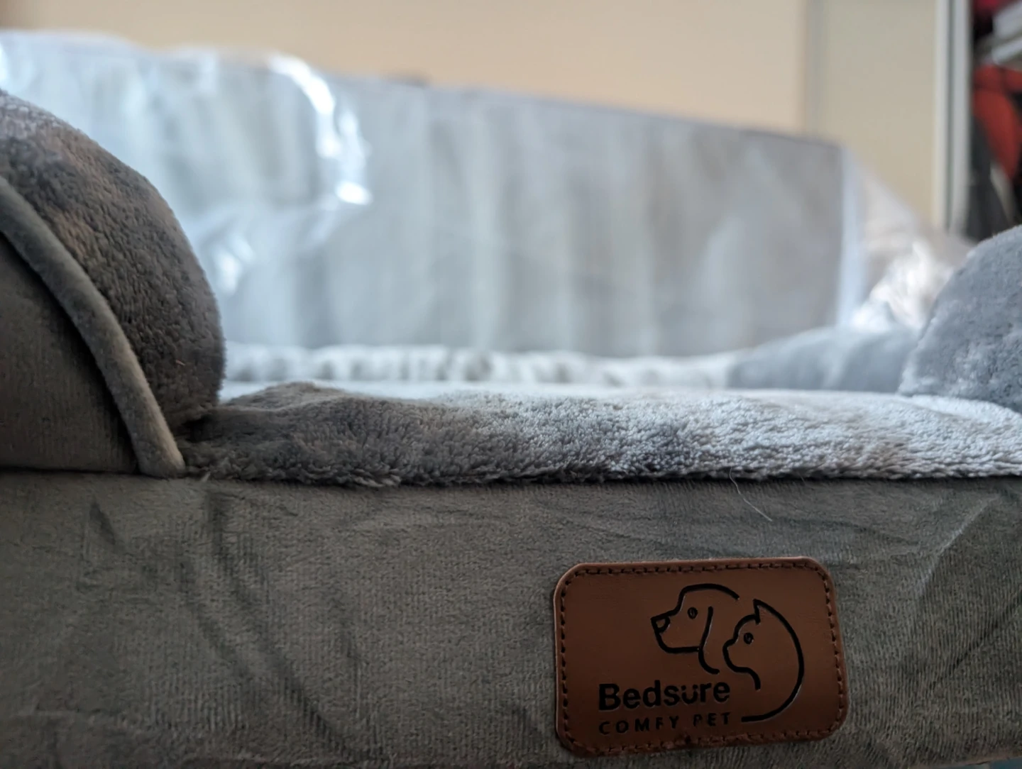 Bedsure Comfy Pet Dog Cat Bed Grey Plush L - photo 2