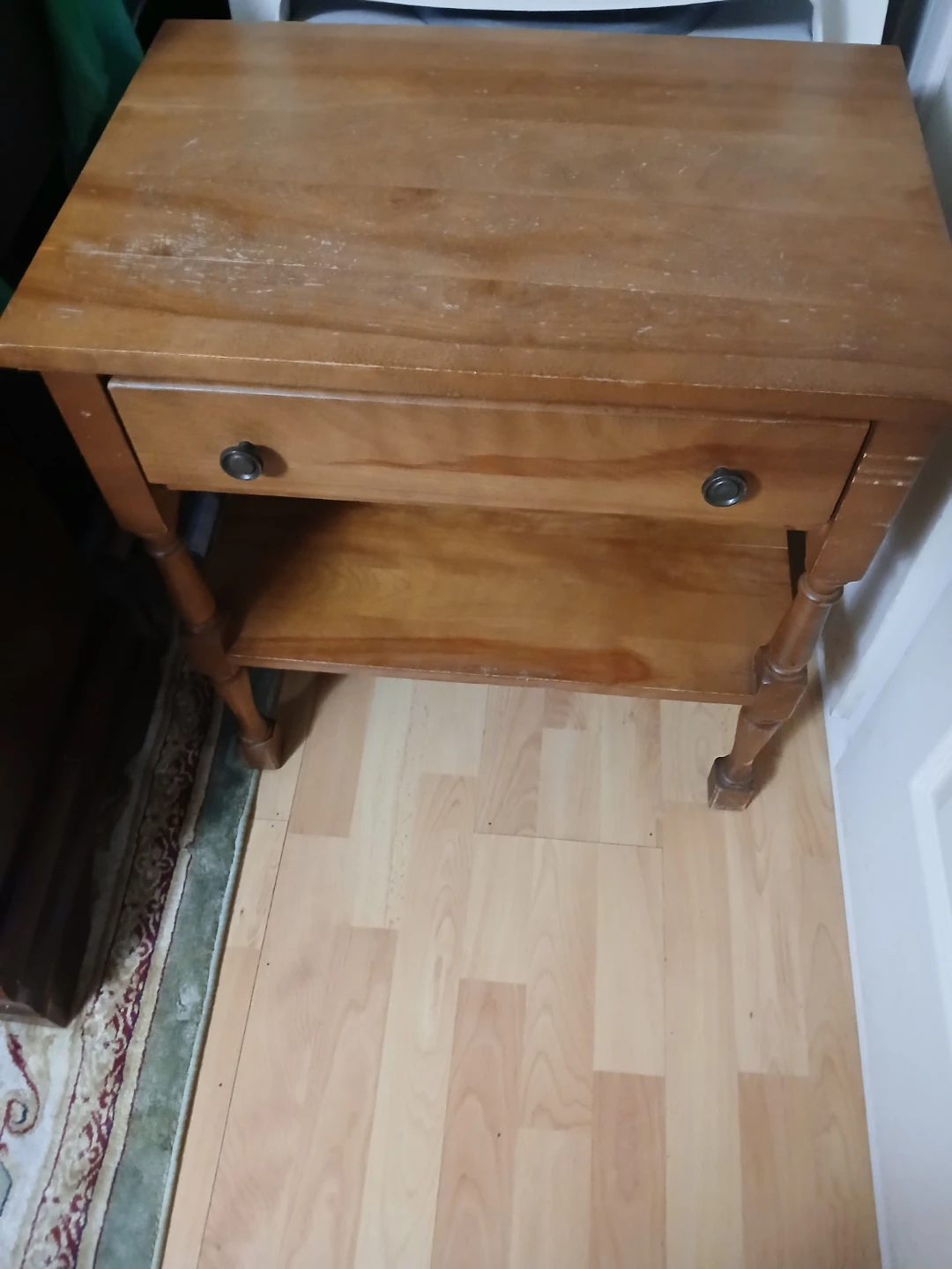 Wooden End Table with Drawer - photo 2