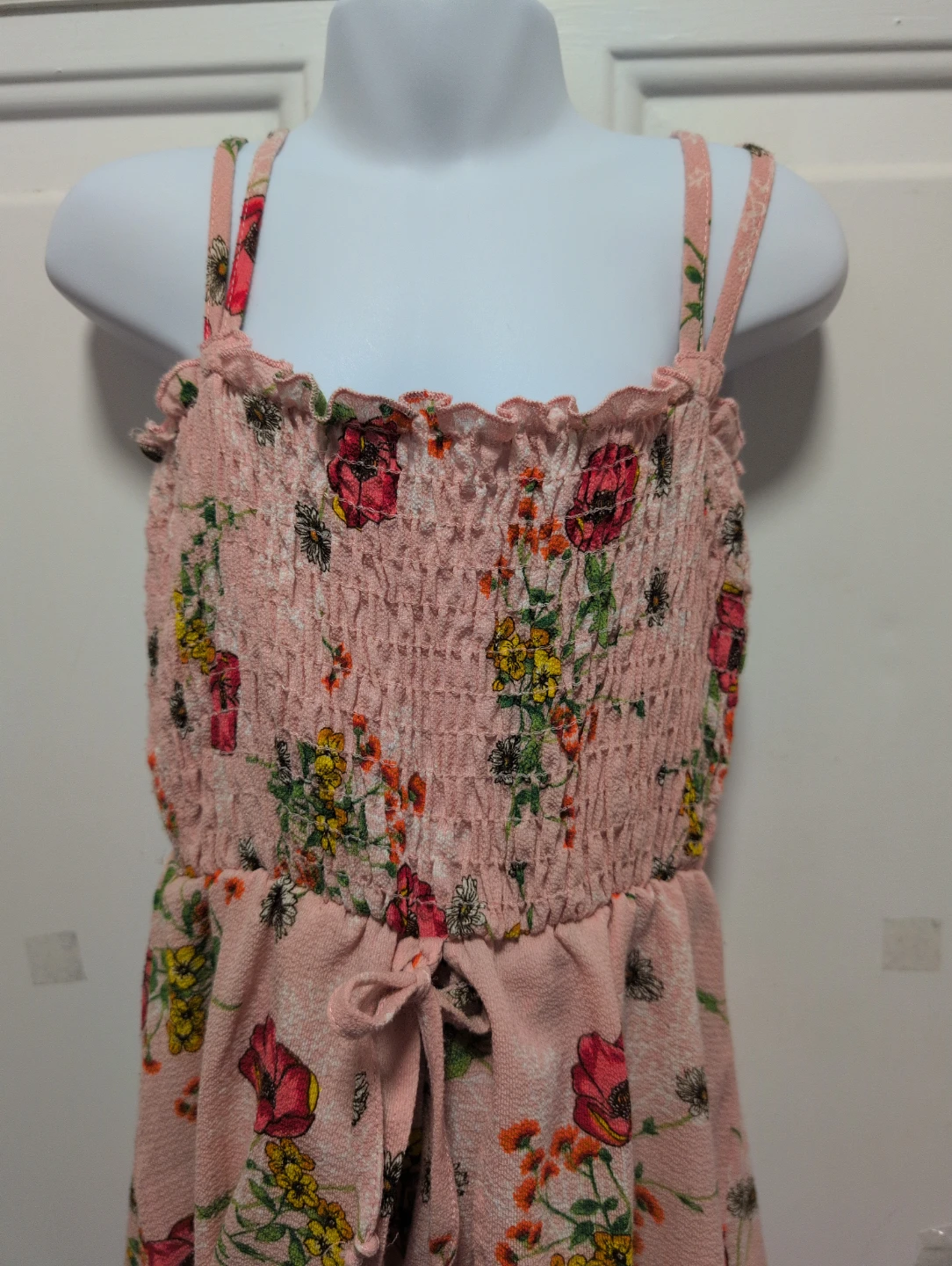 Pink Floral Smocked Midi Dress short - photo 3