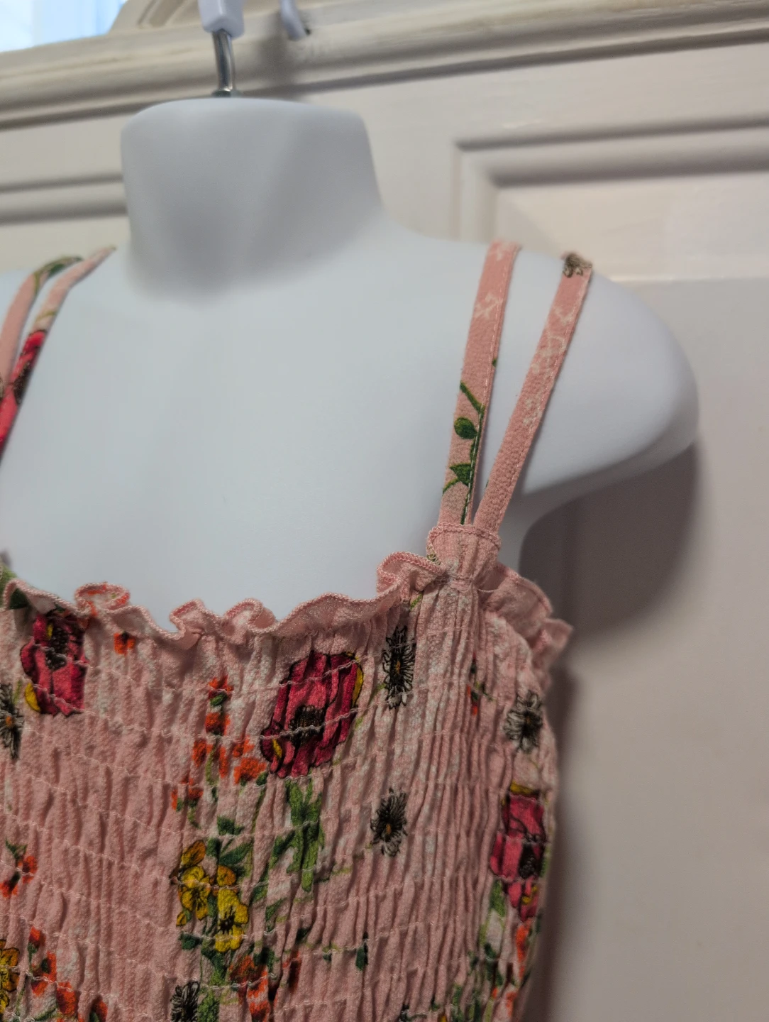 Pink Floral Smocked Midi Dress short - photo 4