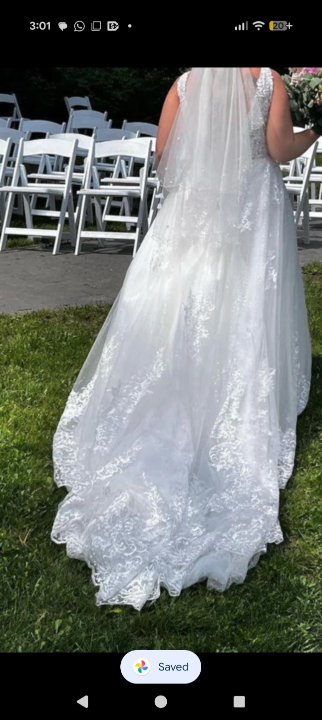 White Lace Wedding Dress with Train - photo 5