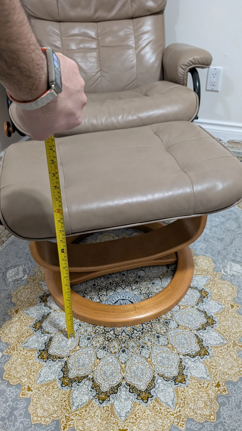 Tan Leather Recliner Chair with Ottoman - photo 2