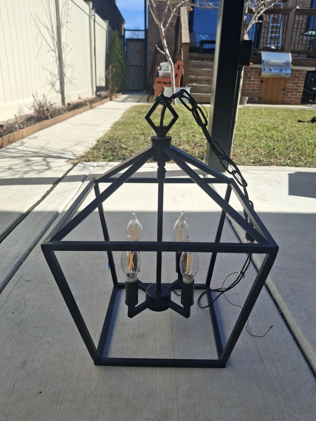 Black Geometric Cage Pendant Light Fixture