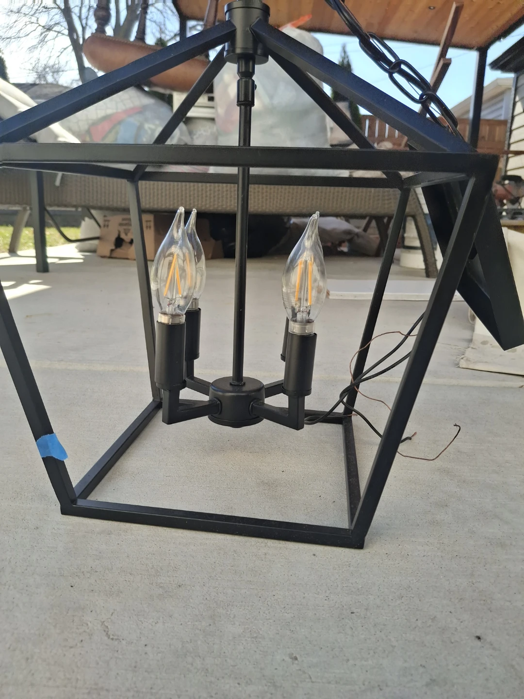 Black Geometric Cage Pendant Light Fixture - photo 2