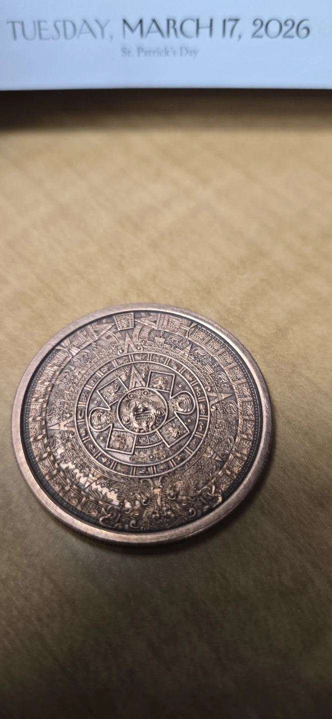 1 oz .999 Fine Copper Round - Aztec Calendar & Cuauhtémoc - photo 2