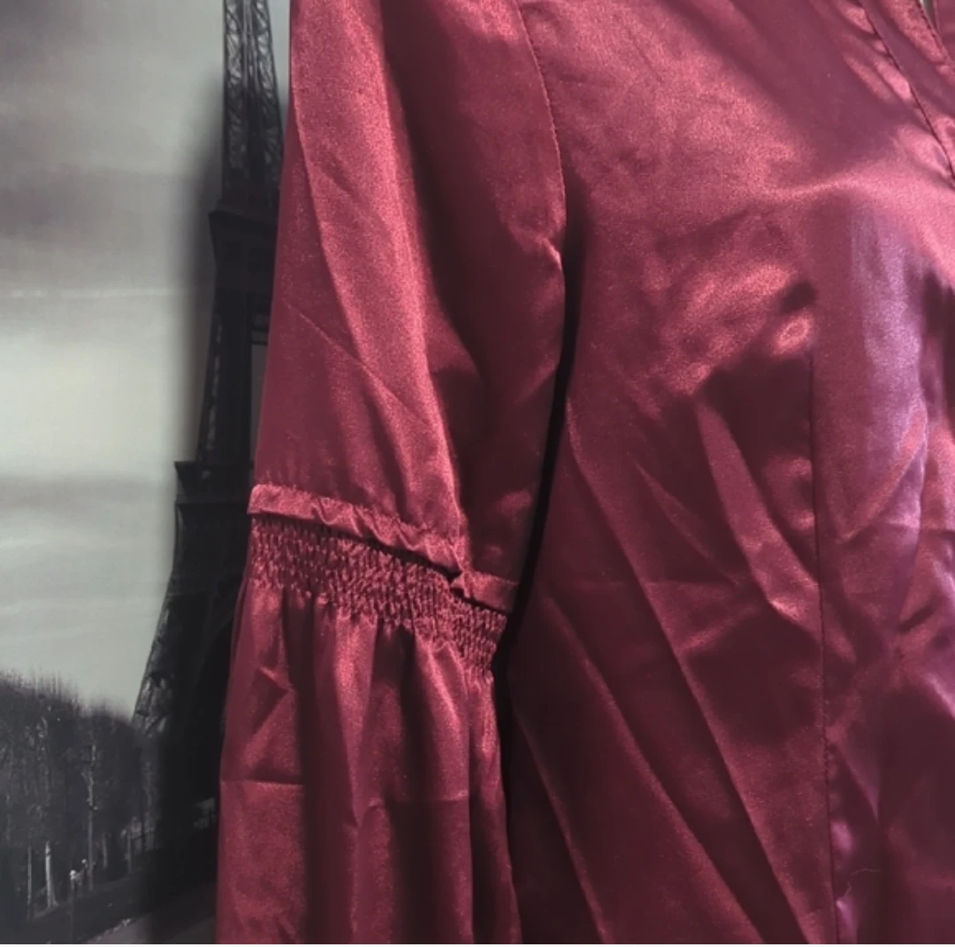 Women's Shiny Burgundy Blouse - photo 2