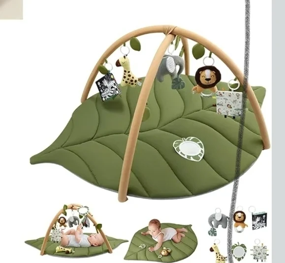 Leaf Shaped Baby Play Mat with Arch and Toys