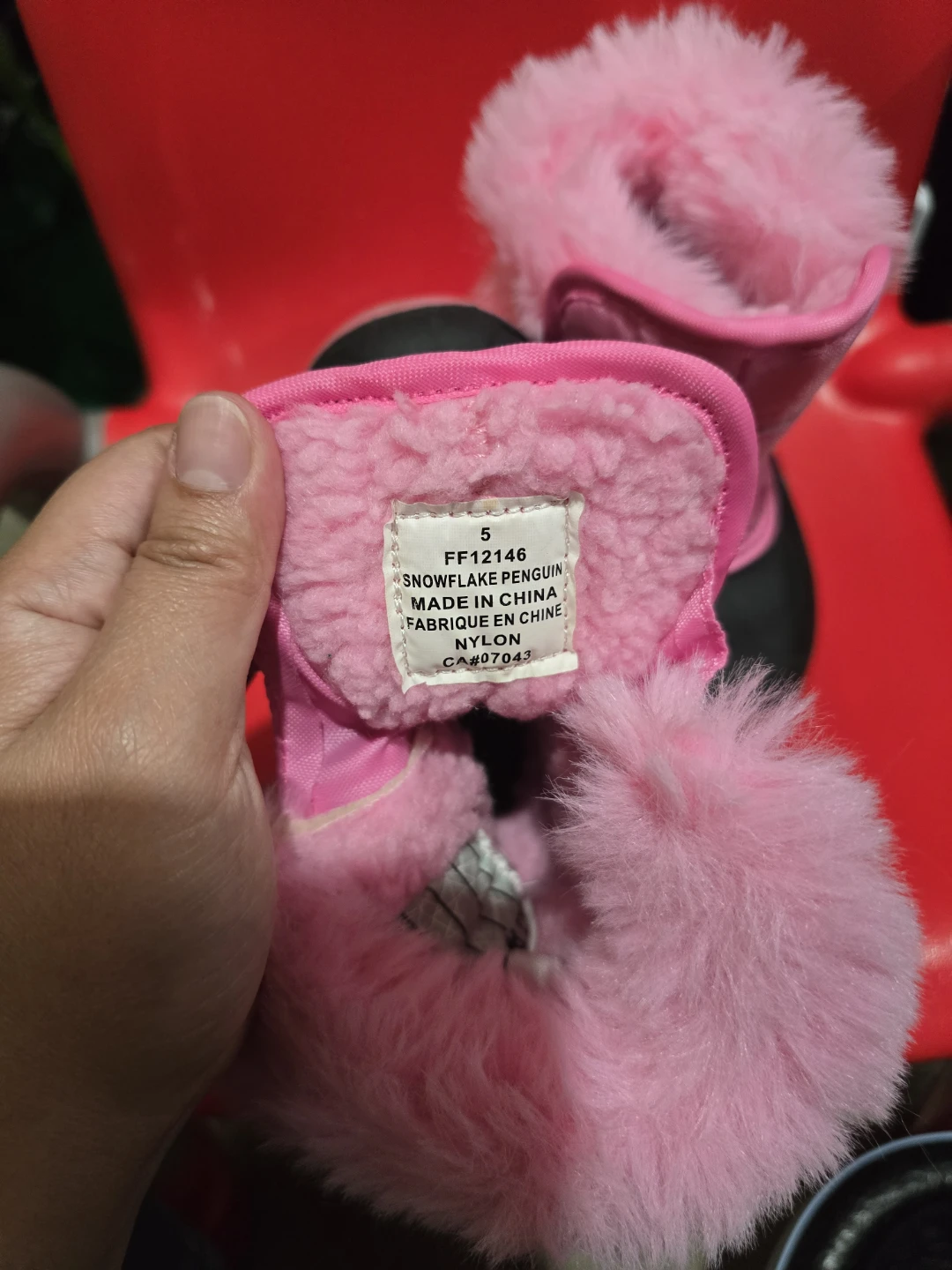 Girls Pink Snowflake Penguin Winter Boots Size 5 - photo 3
