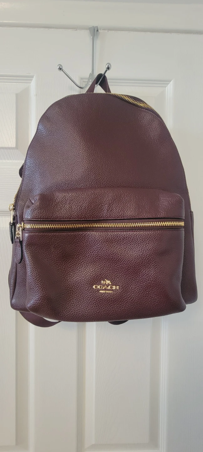 COACH Charlie Pebble Leather Backpack F38288 (Saddle)