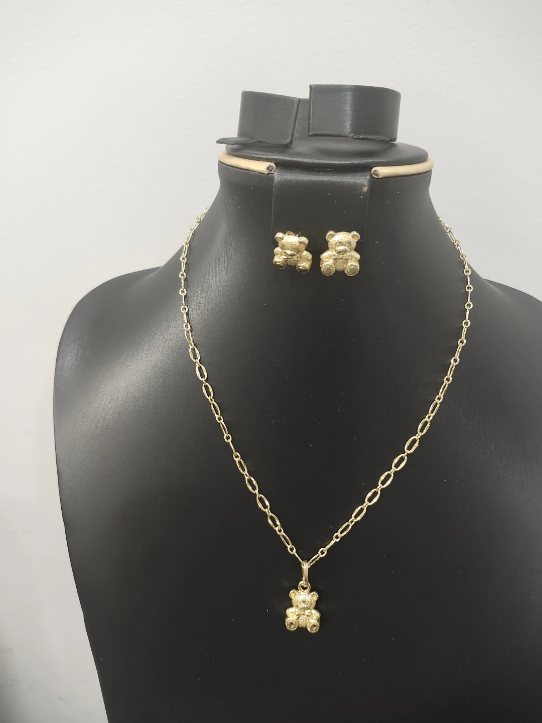 Gold Tone Teddy Bear Necklace and Earrings Set - photo 2