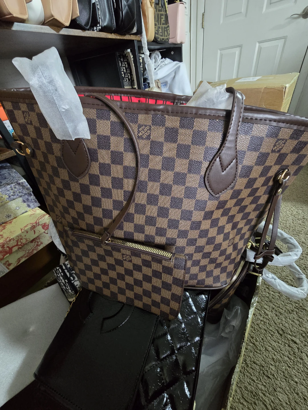 Damier Ebene Neverfull MM Tote Bag