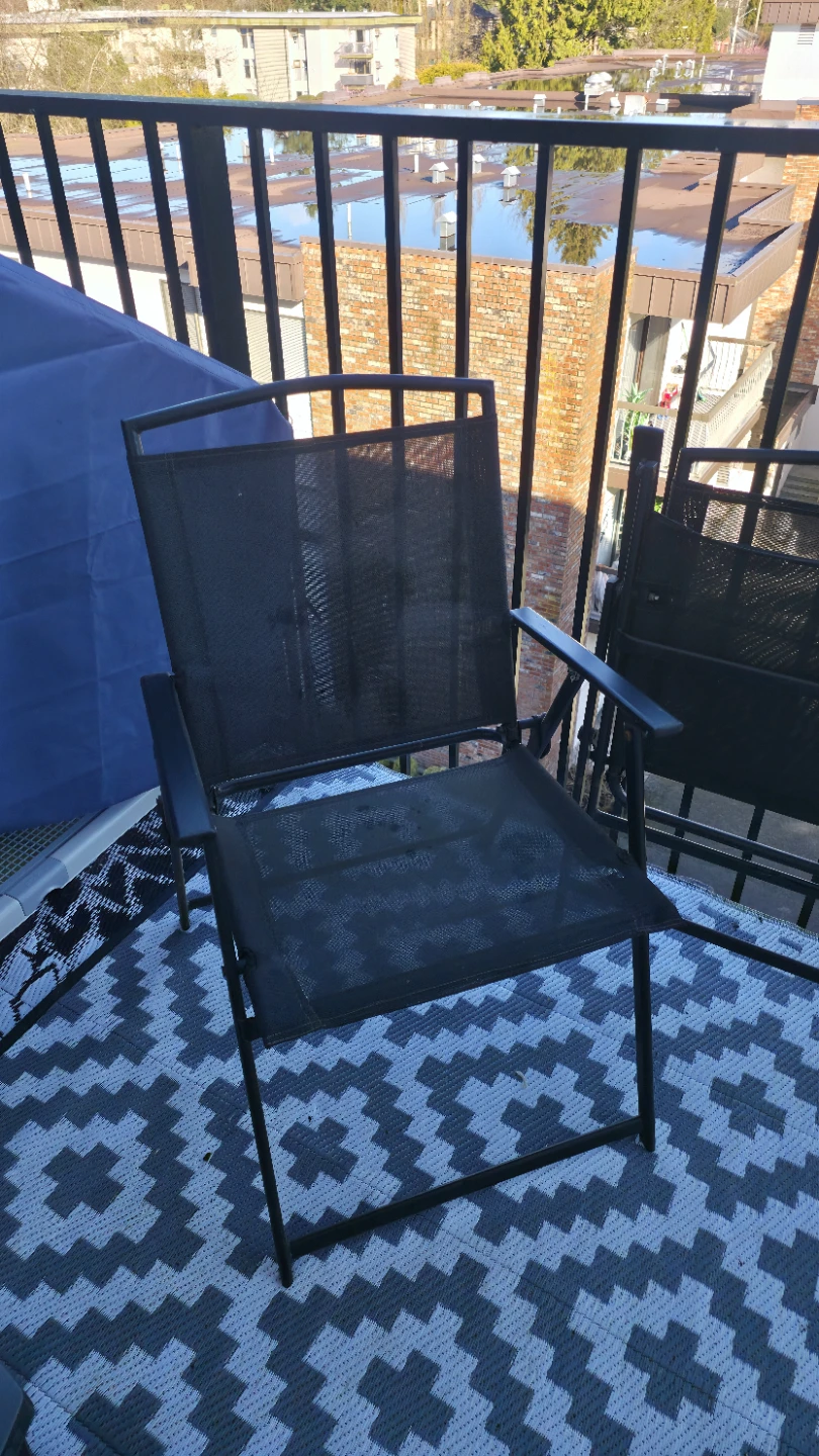 Glass top patio table and 2 chairs set