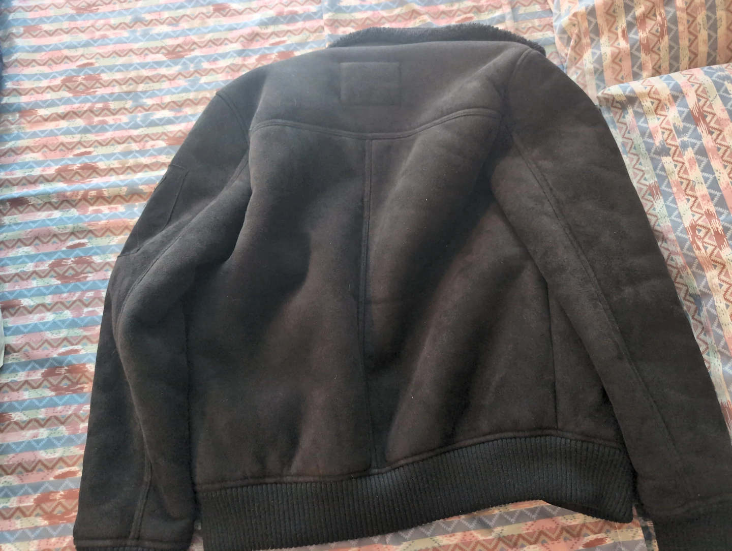 Guess Black Suede Sherpa Lined Bomber Jacket - photo 3