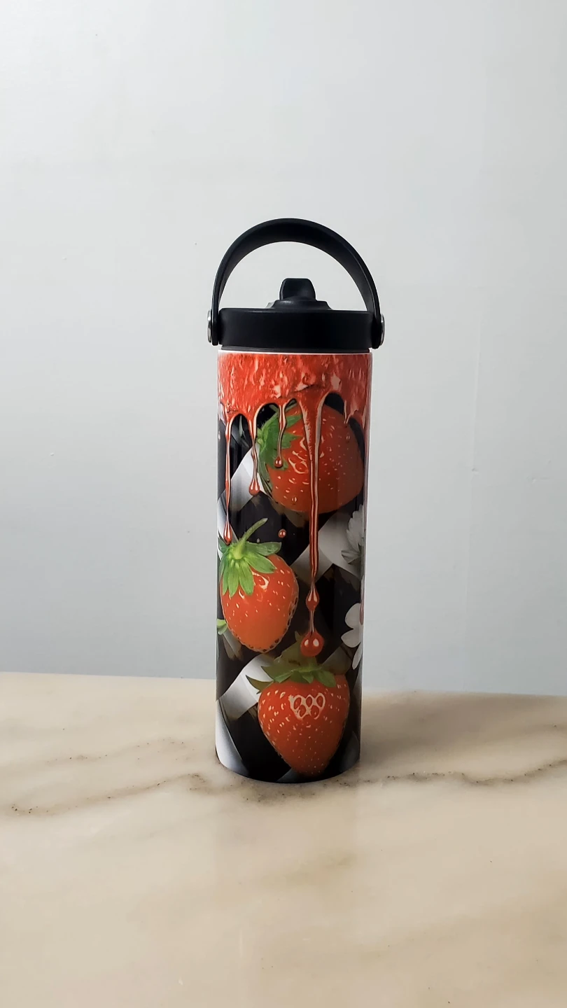 Strawberry Print Water Bottle