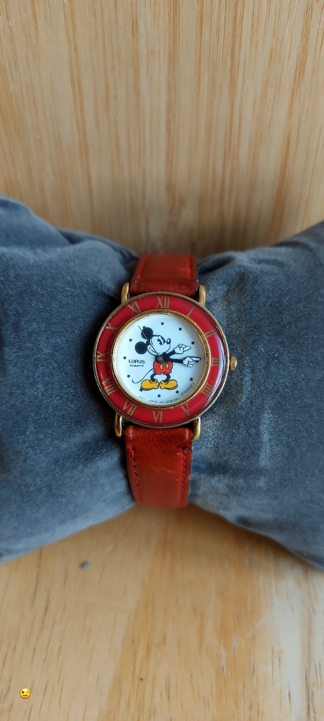 Lorus Mickey Mouse Watch with Red Leather Strap