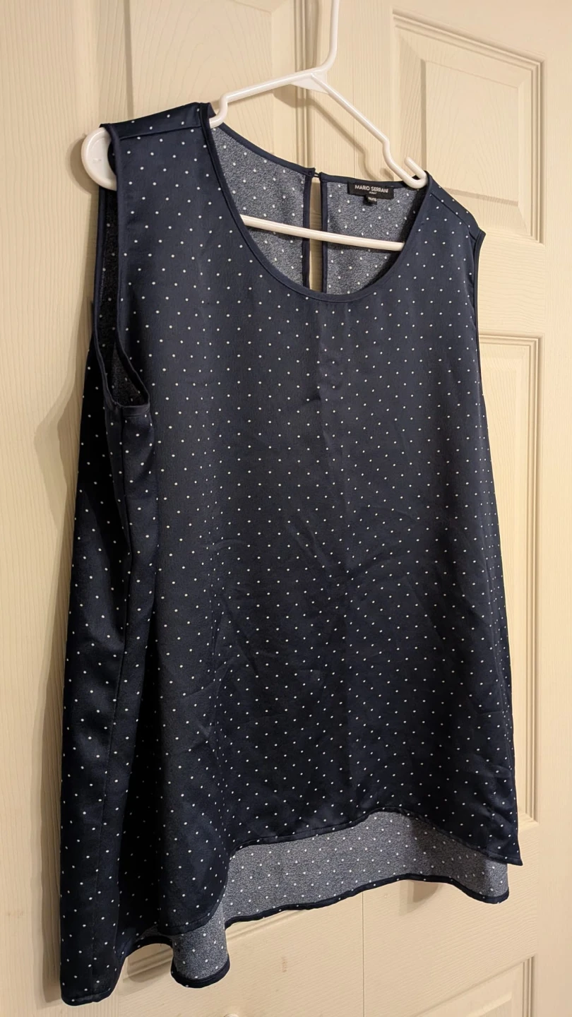 Mario Serrani navy blue with polka dots blouse, size XXL - photo 2