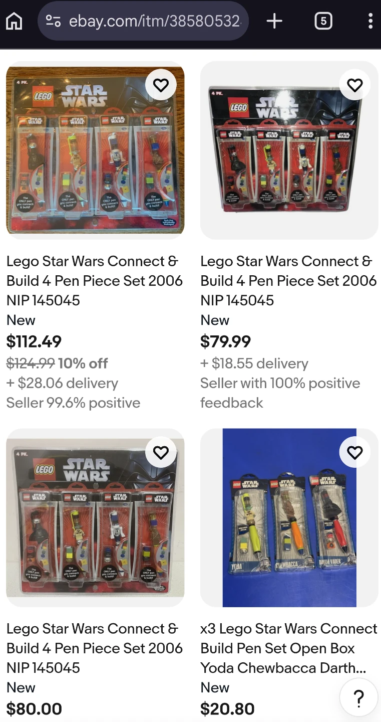 LEGO Star Wars Connect & Build 4 Pen Set - BRAND NEW - photo 2