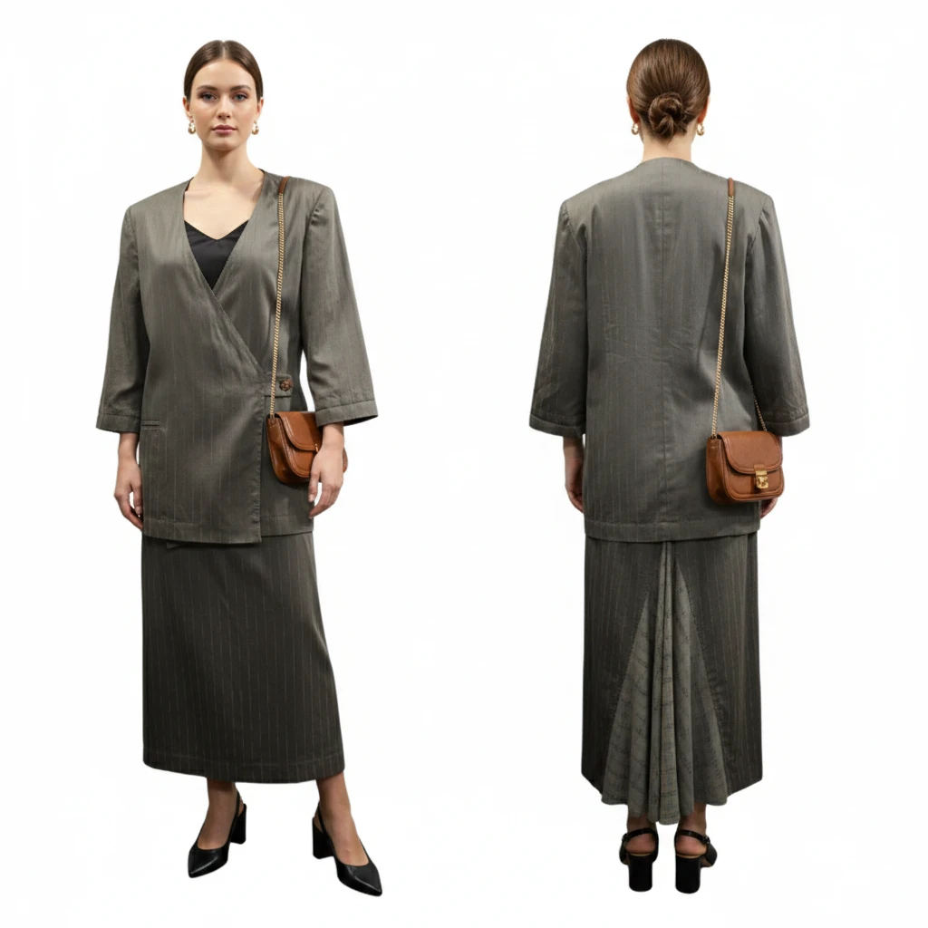 Marc Cain Vintage Pinstripe Skirt & Blazer Set Size S(4-6) - photo 2