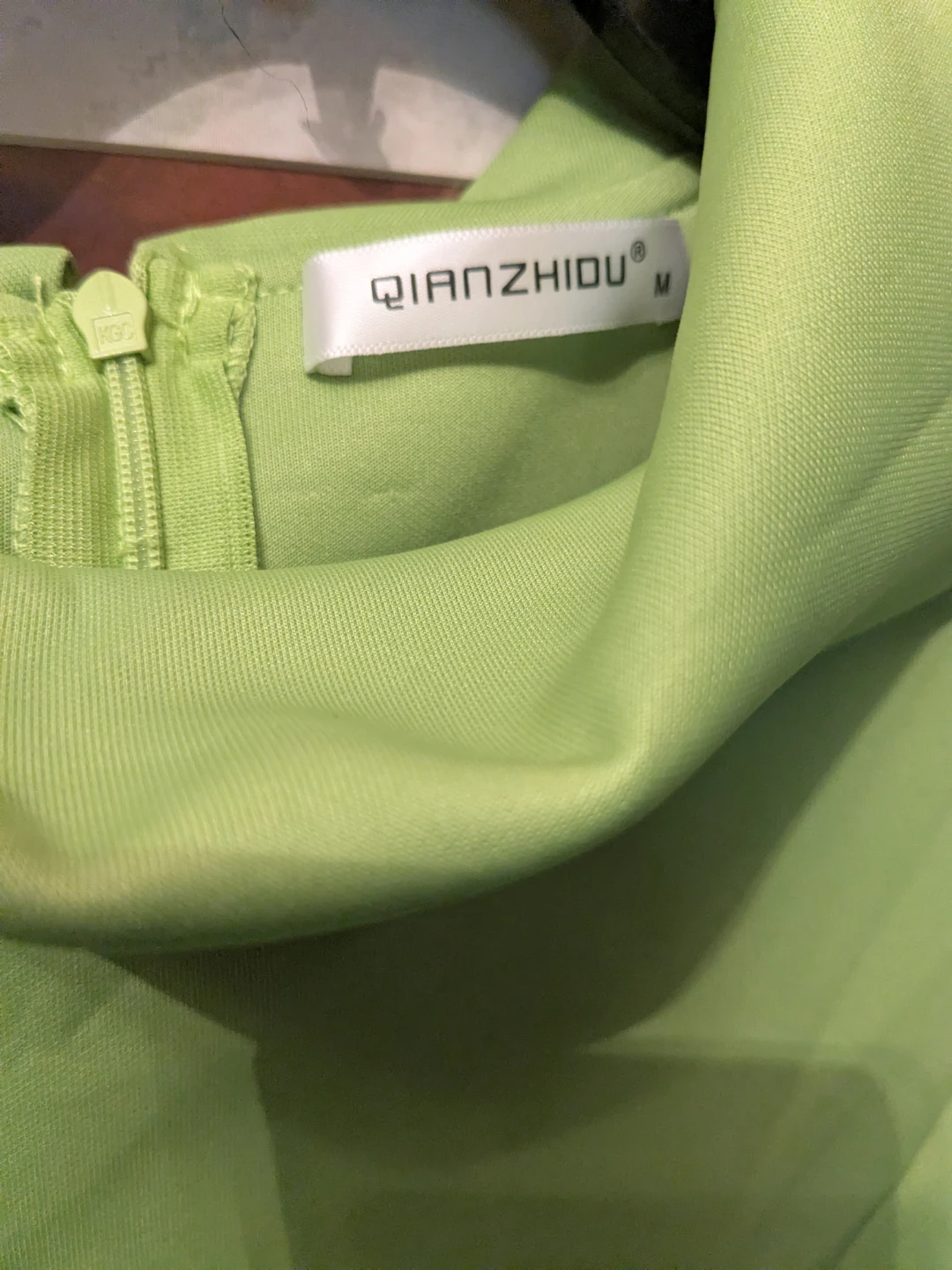 QIANZHI Lime Green Structured Peplum Midi Dress - photo 4