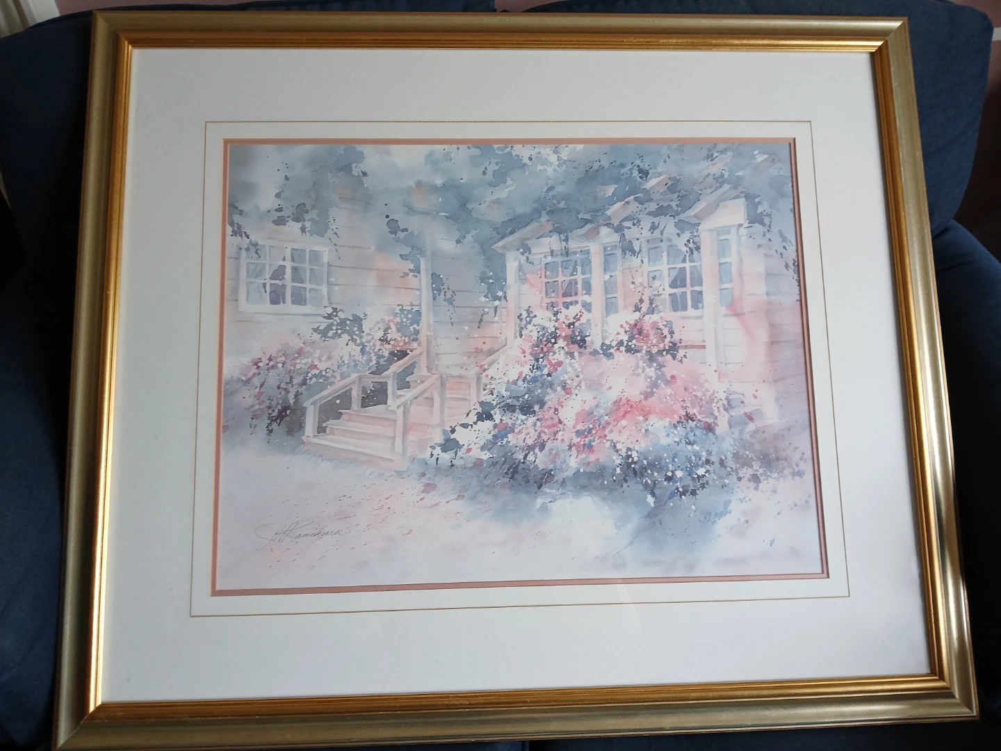 Framed Watercolor Painting by S. Kamikura