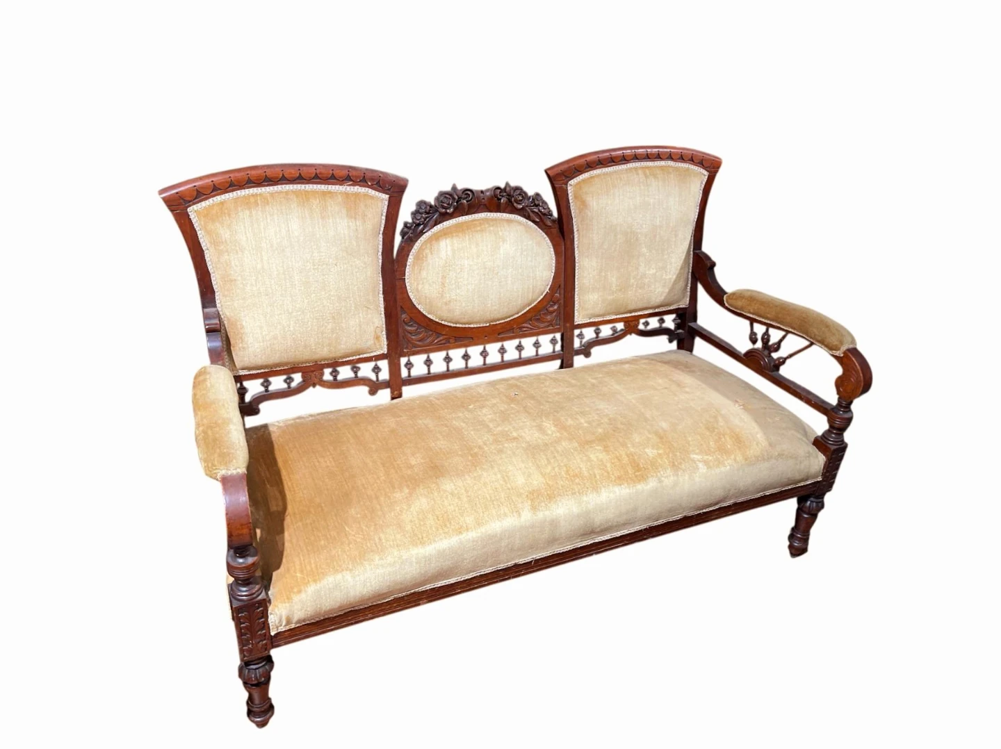 Antique  Victorian Settee Walnut Couch