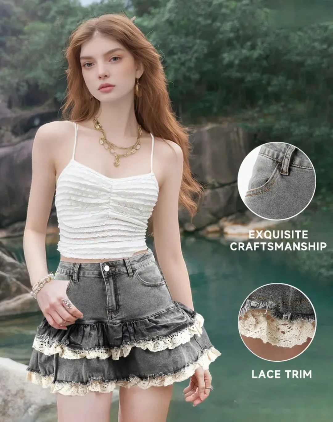 Denim Ruffle Skirt - photo 2