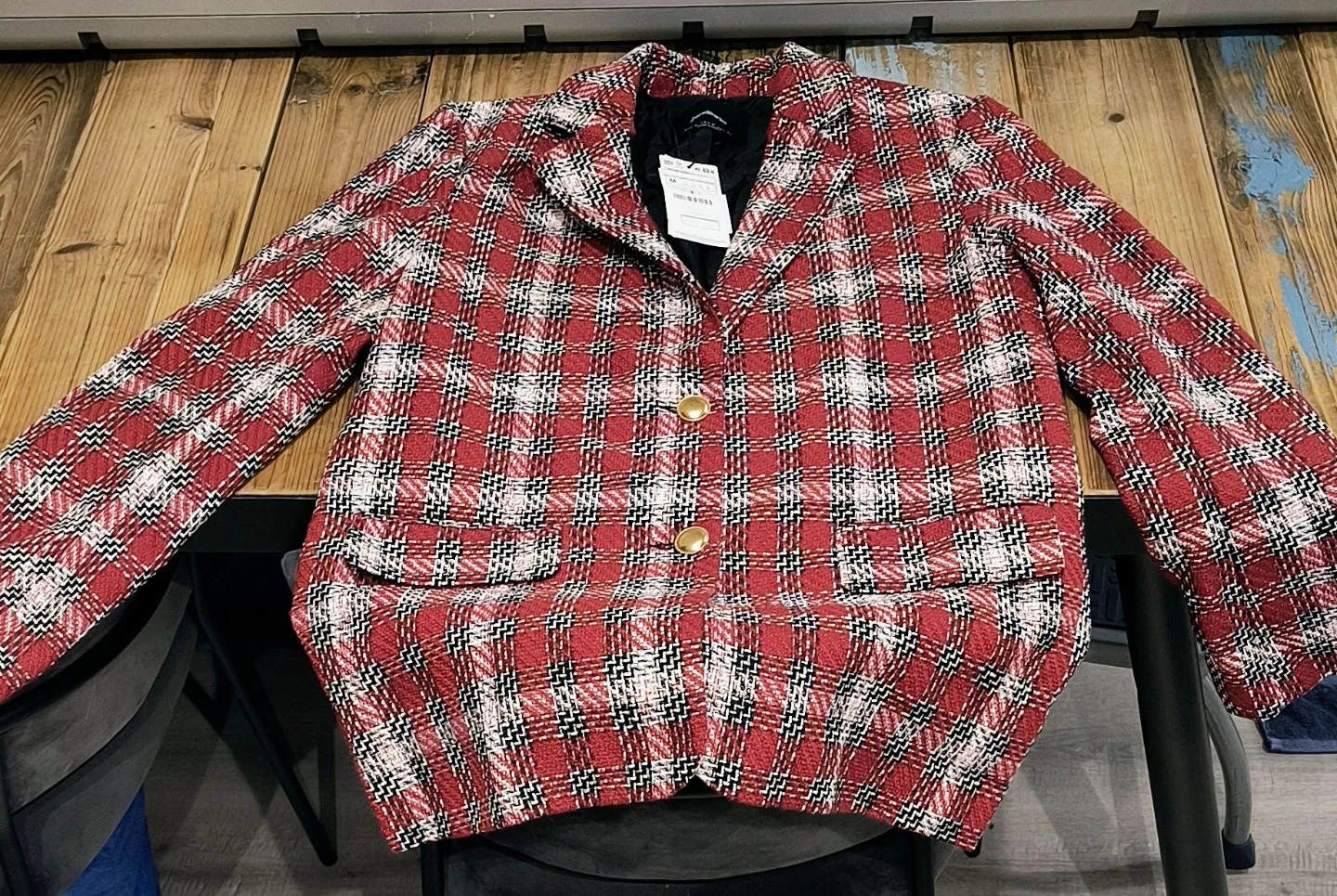 Stradivarius Women's Plaid Blazer Size M - photo 5