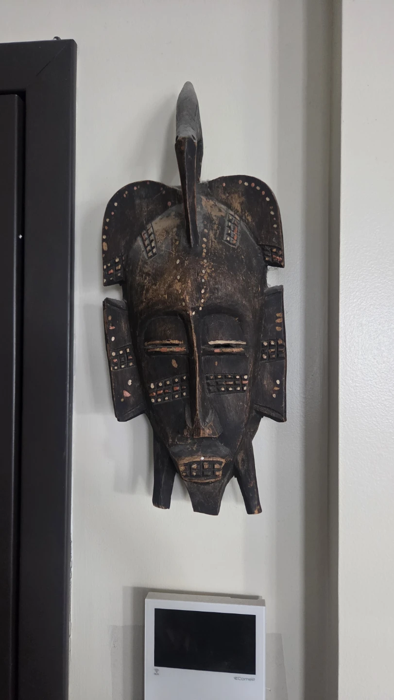 Carved Wooden Tribal Mask Wall Decor