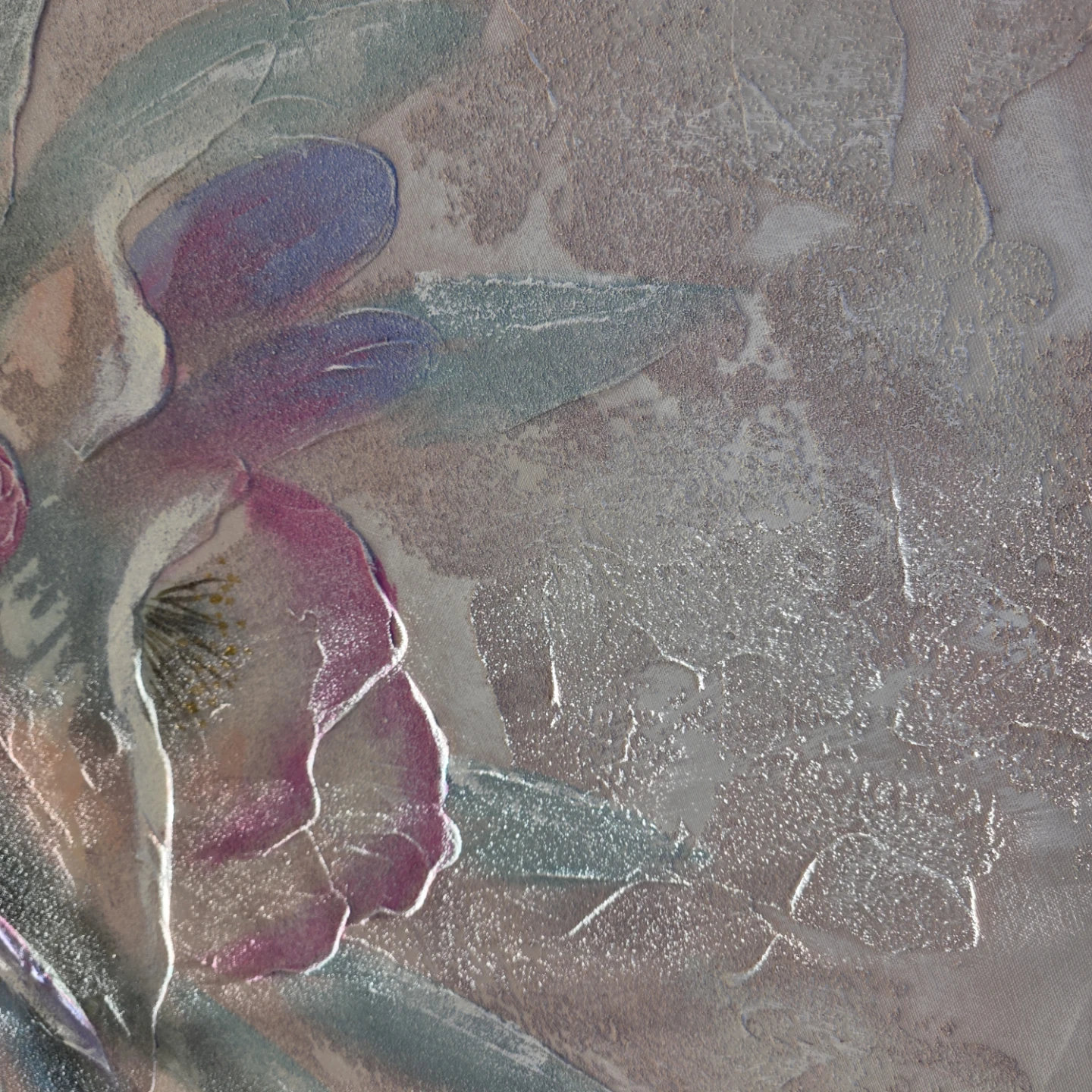 Round SparklingTextured Floral Wall Art 43" - photo 3