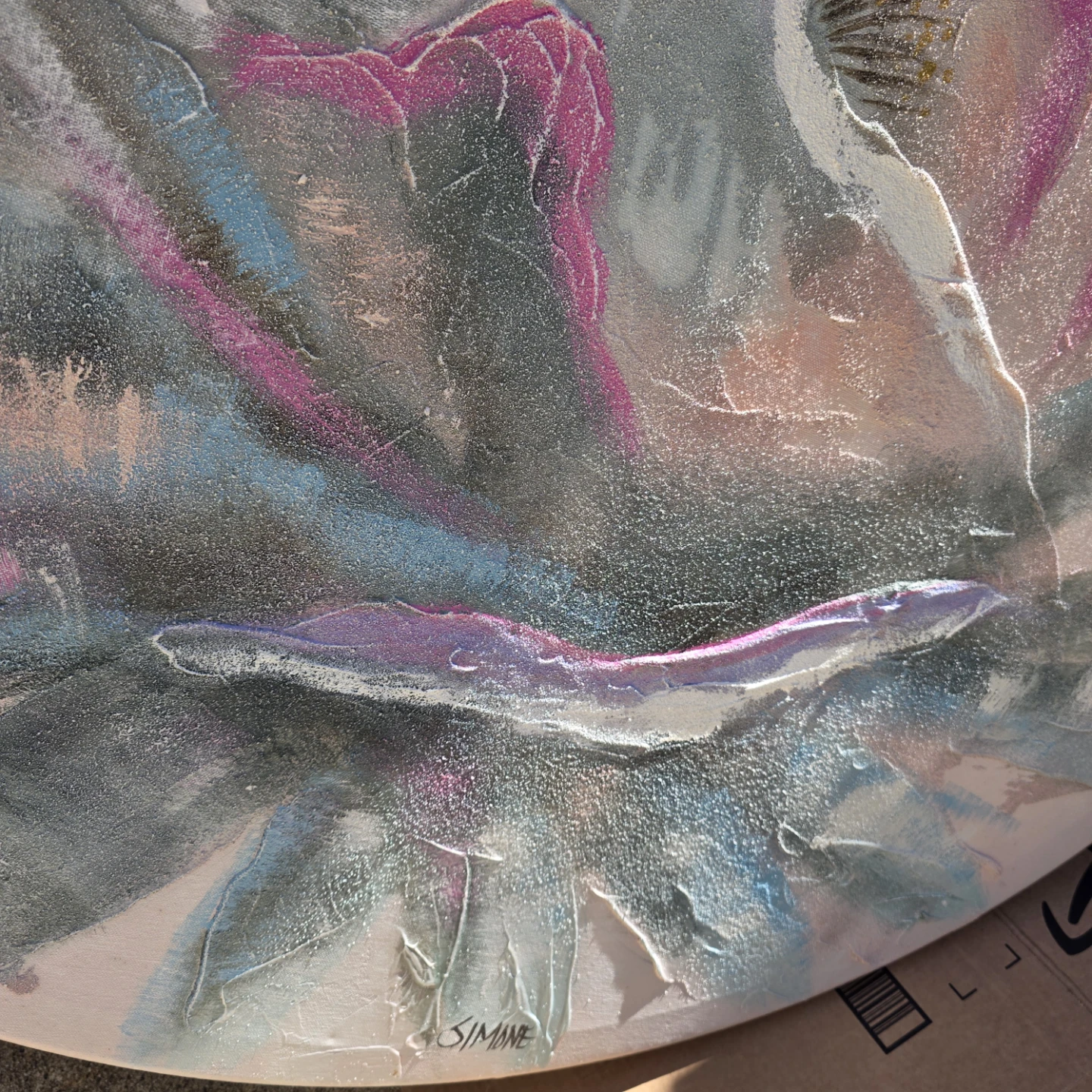 Round SparklingTextured Floral Wall Art 43" - photo 4