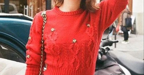 Rouje Paris Red 100% Merino Wool Cable Knit Sweater Size 36 - photo 2