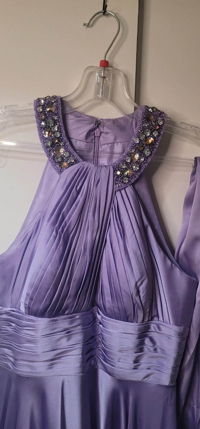 Lavender Halter Neck Beaded Formal Dress - photo 3