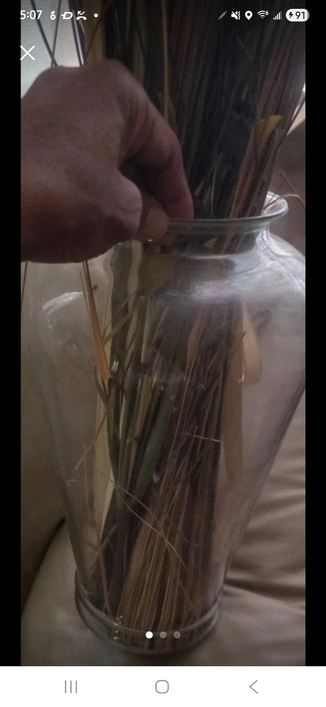🥕Large Glass Vase with Dried Grass Arrangement - photo 2